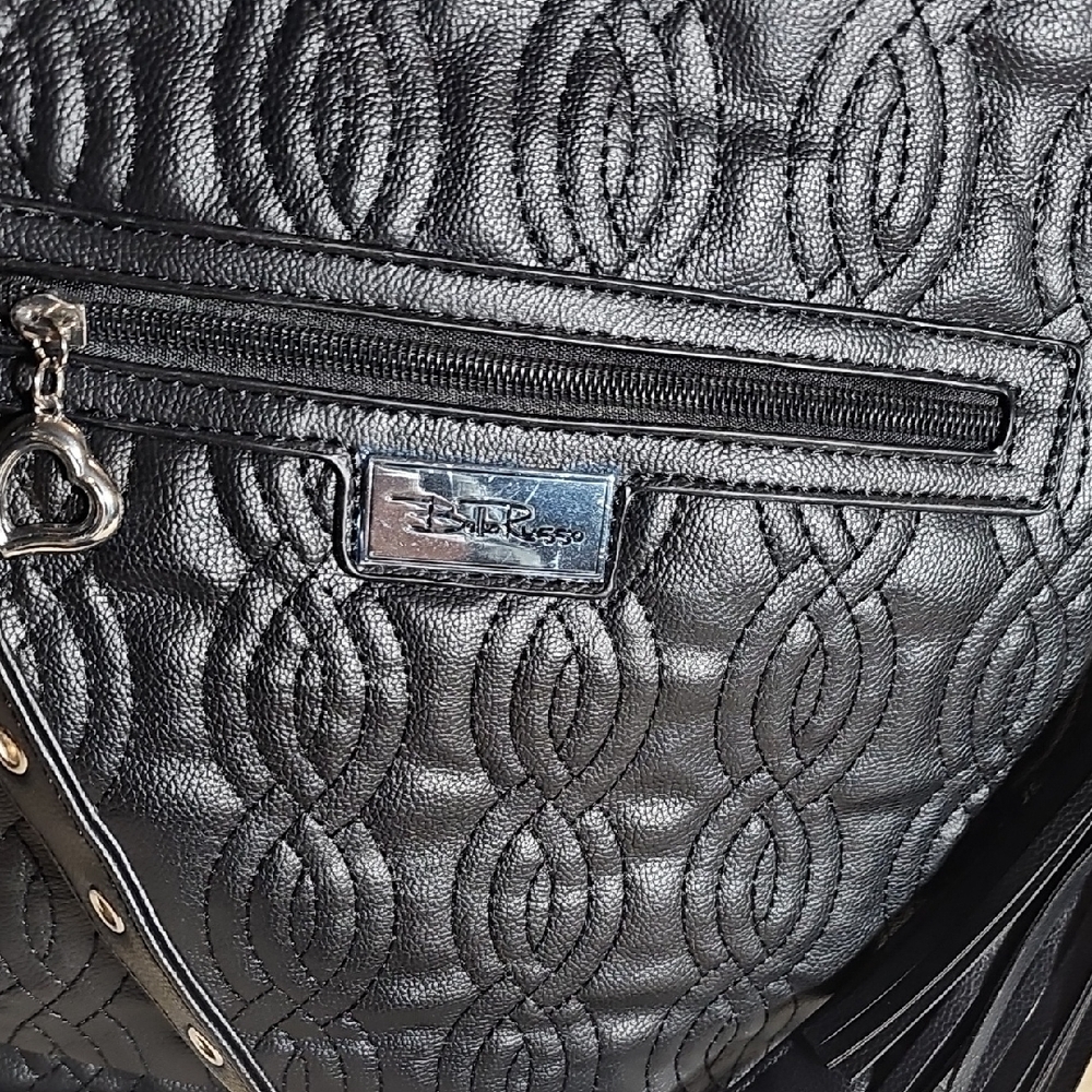 Chic Black Patterned Shoulder Bag - image 2